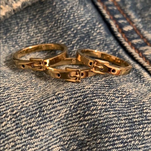 Gold stackable Michael Kors Belt Rings Set - Picture 2 of 5